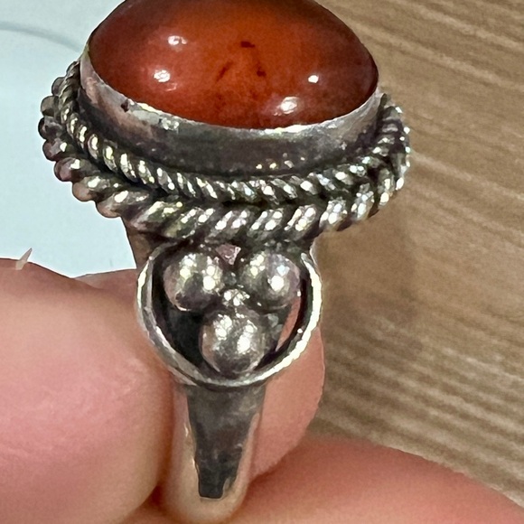 Vintage Artisan Sterling Silver Carnelian Statement Ring 925 - Picture 2 of 3